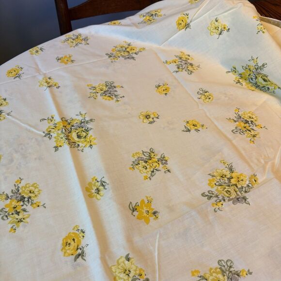 VTG 1979 J.P. Stevens and Co. 99x73.5" Fitted Sheet Retro Yellow Floral Pattern - Picture 3 of 5